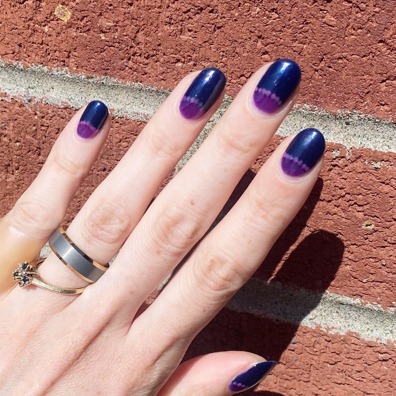 Navy & Purple Half Moons – Coffee & Nail Polish